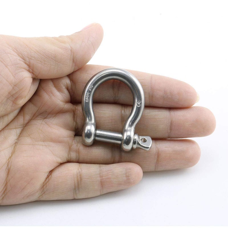Heyous 4pcs 1/4 Inch 6mm Screw Pin Anchor Shackle Stainless Steel Heavy Duty Bow Shape Load Clamp for Chains Wirerope Lifting Paracord Outdoor Camping Survival Rope Bracelets - Image 2